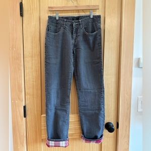 PrAna flannel lined grey jeans, size 27